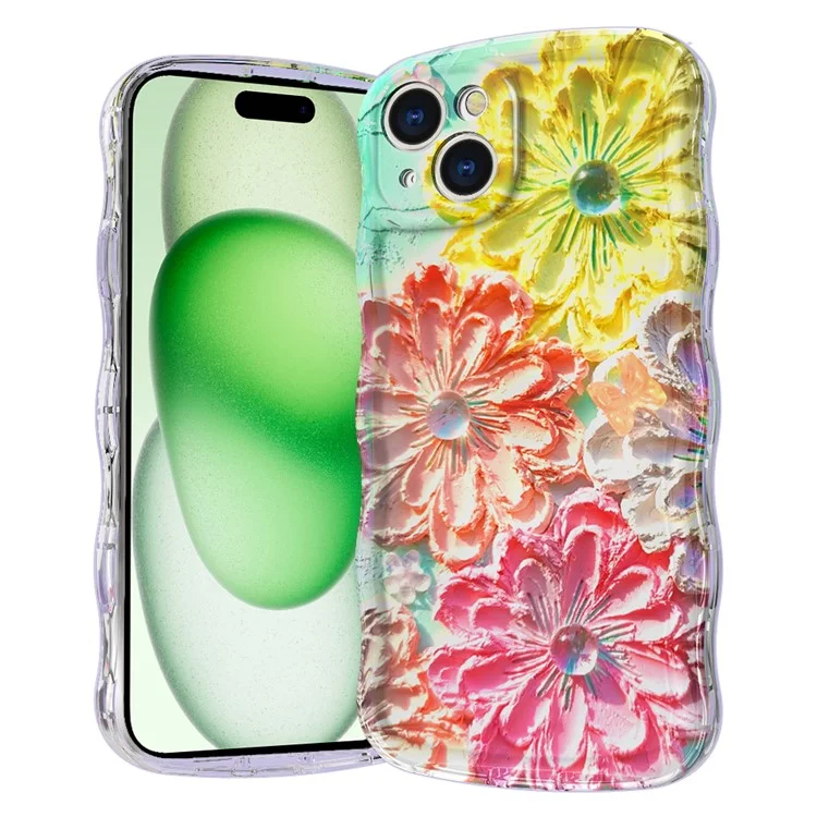 Capa Magnética para iPhone 15 com Borda Ondulada e Glitter TPU - GWL10223