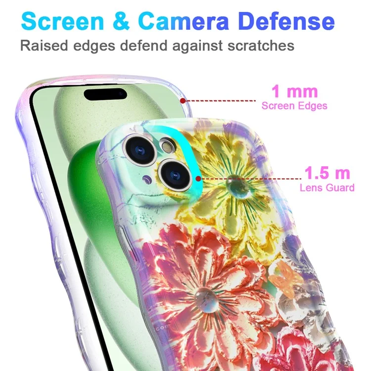Capa Magnética para iPhone 15 com Borda Ondulada e Glitter TPU - GWL10223