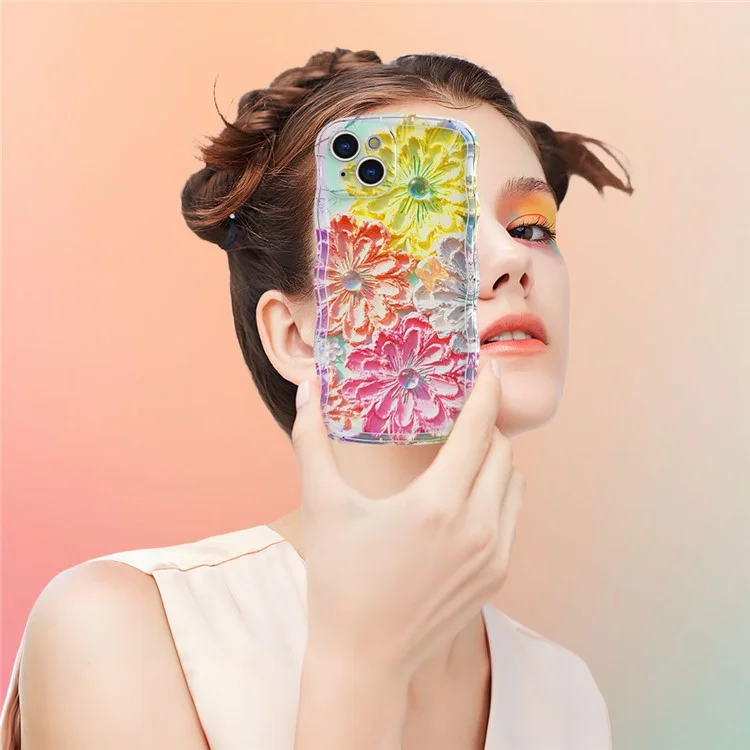 Capa Magnética para iPhone 15 com Borda Ondulada e Glitter TPU - GWL10223