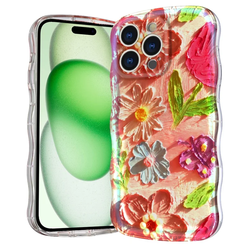 Magnetische Case voor iPhone 15 Pro Max met Golfrand Glitter TPU Achterkant - GWL10224