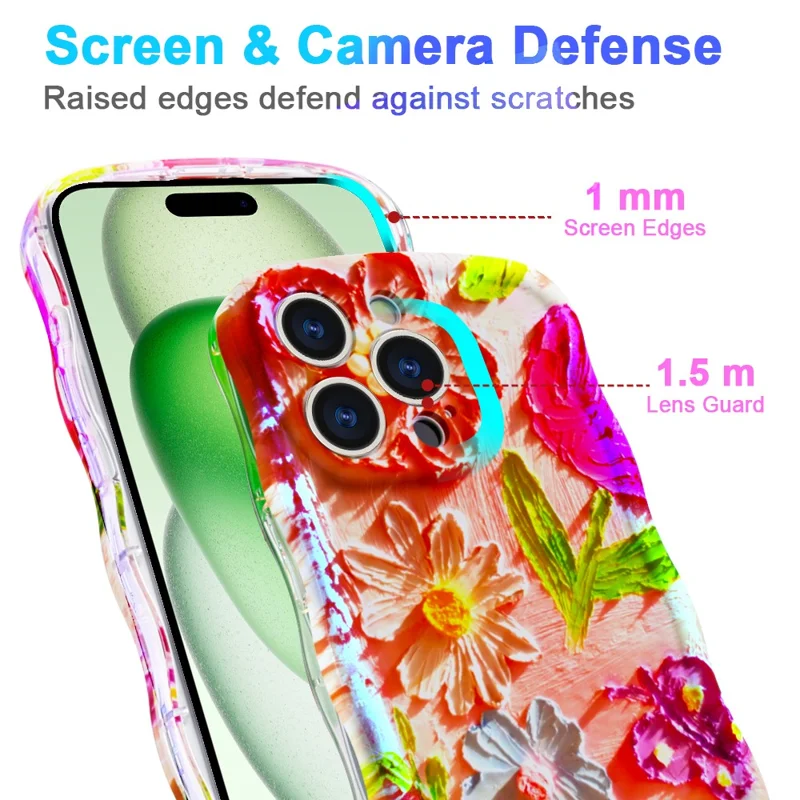 Magnetische Case voor iPhone 15 Pro Max met Golfrand Glitter TPU Achterkant - GWL10224