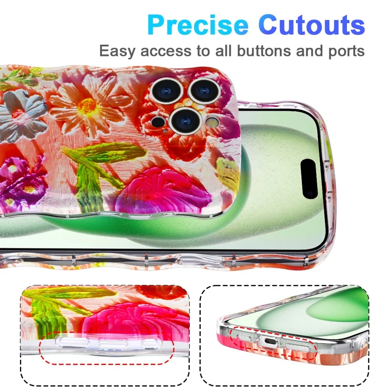 Magnetische Case voor iPhone 15 Pro Max met Golfrand Glitter TPU Achterkant - GWL10224