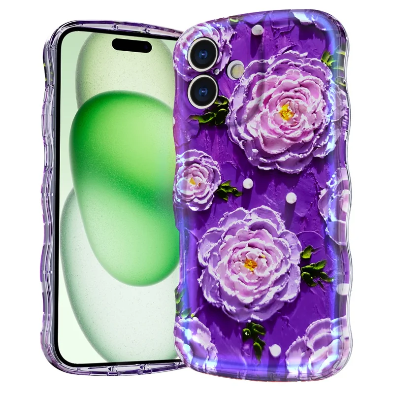 For iPhone 16 Magnetic Case Wave Edge Glitter TPU Phone Back Cover - GWL10222