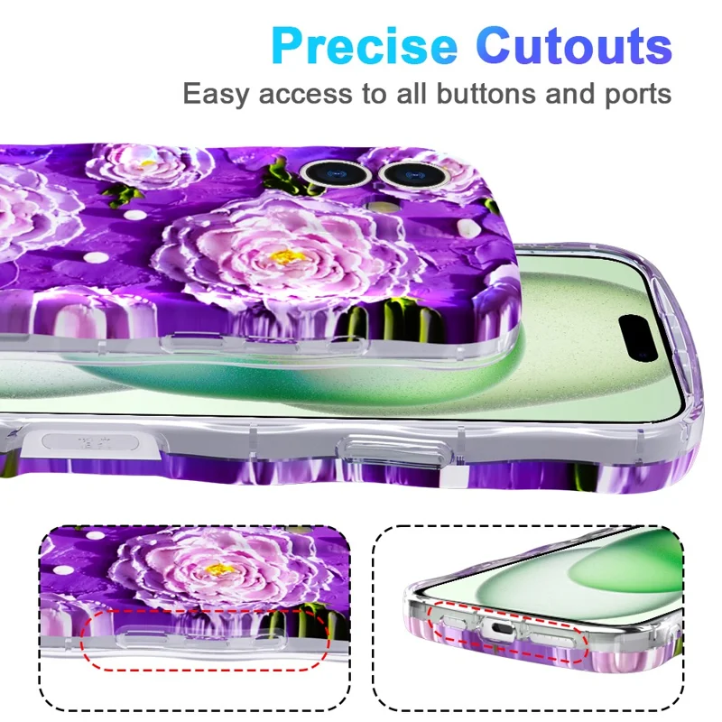 For iPhone 16 Magnetic Case Wave Edge Glitter TPU Phone Back Cover - GWL10222