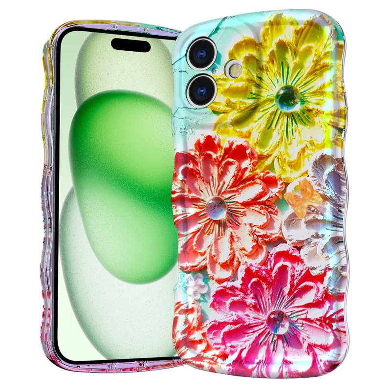 For iPhone 16 Magnetic Case Wave Edge Glitter TPU Phone Back Cover - GWL10223