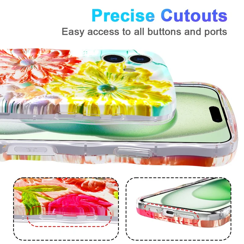 For iPhone 16 Magnetic Case Wave Edge Glitter TPU Phone Back Cover - GWL10223