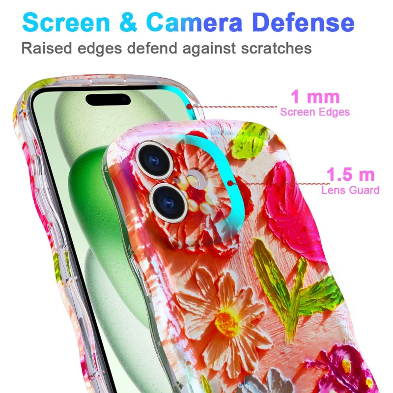 For iPhone 16 Plus Magnetic Case Wave Edge Glitter TPU Phone Back Cover - GWL10224