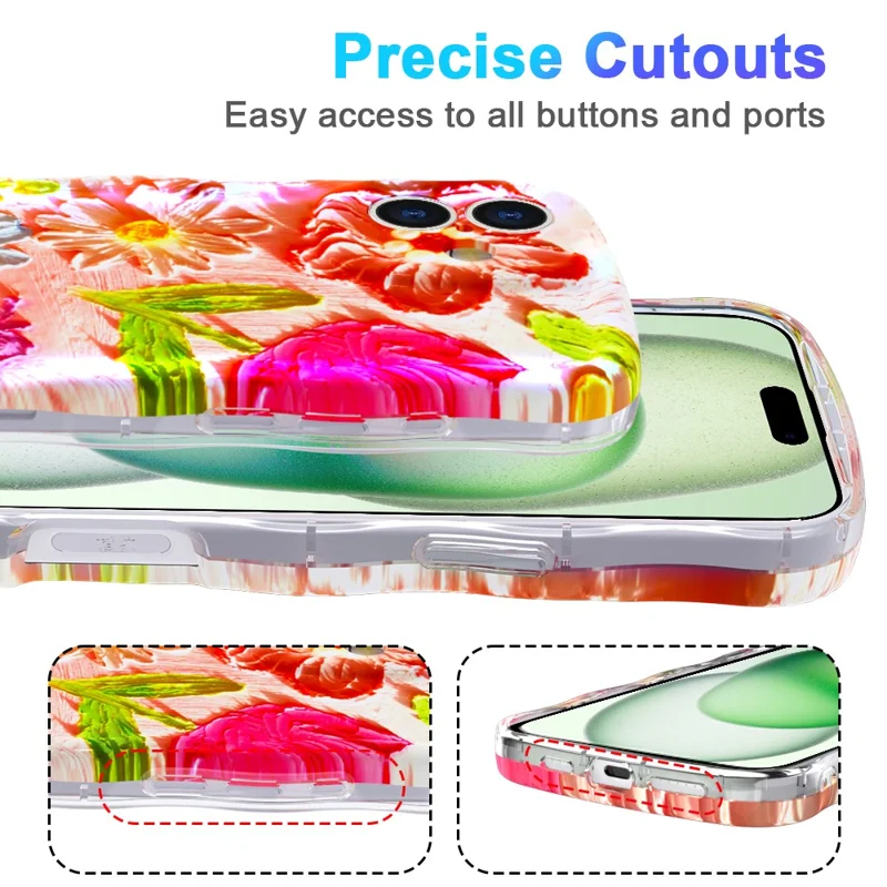For iPhone 16 Plus Magnetic Case Wave Edge Glitter TPU Phone Back Cover - GWL10224