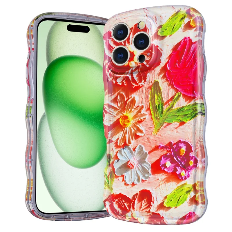 For iPhone 16 Pro Magnetic Case Wave Edge Glitter TPU Phone Back Cover - GWL10224