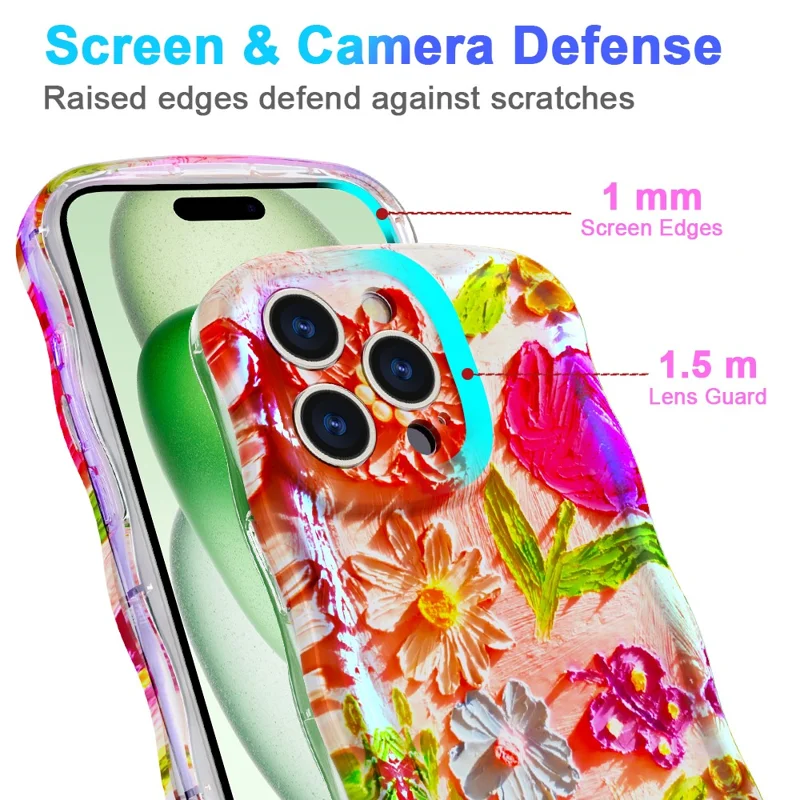 For iPhone 16 Pro Magnetic Case Wave Edge Glitter TPU Phone Back Cover - GWL10224
