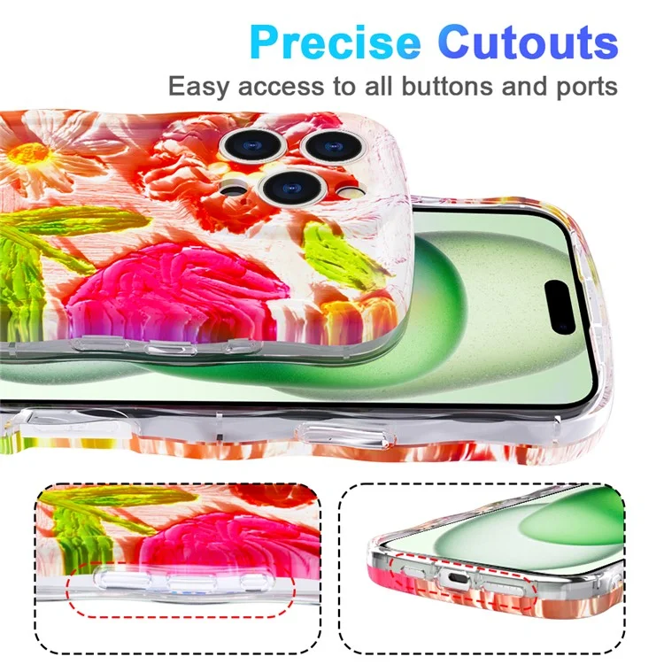 For iPhone 16 Pro Max Magnetic Case Wave Edge Glitter TPU Phone Back Cover - GWL10224