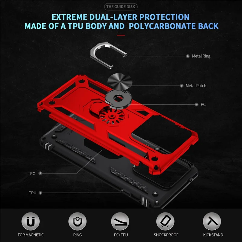 For Motorola Edge (2025) 5G Case PC + TPU Phone Cover with Kickstand - Red