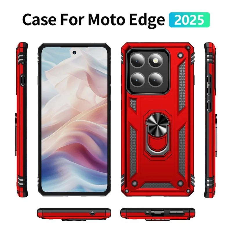 For Motorola Edge (2025) 5G Case PC + TPU Phone Cover with Kickstand - Red
