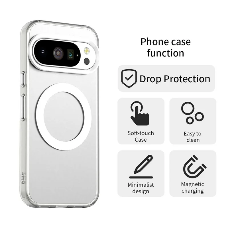 For Google Pixel 10 Pro XL Case Compatible with MagSafe Anti Drop Hybrid Phone Back Cover - Transparent