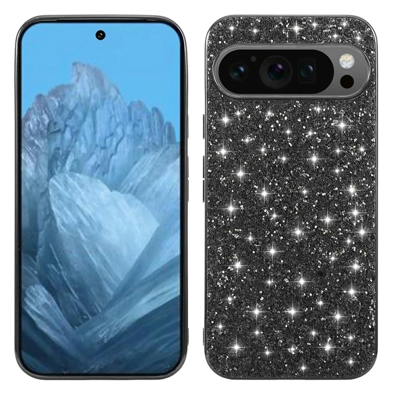 For Google Pixel 10 / 10 Pro Case TPU + PC Sparkling Glitter Phone Back Cover - Black