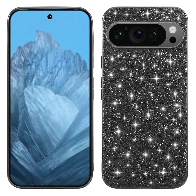 For Google Pixel 10 Pro XL Case TPU + PC Sparkling Glitter Phone Back Cover - Black