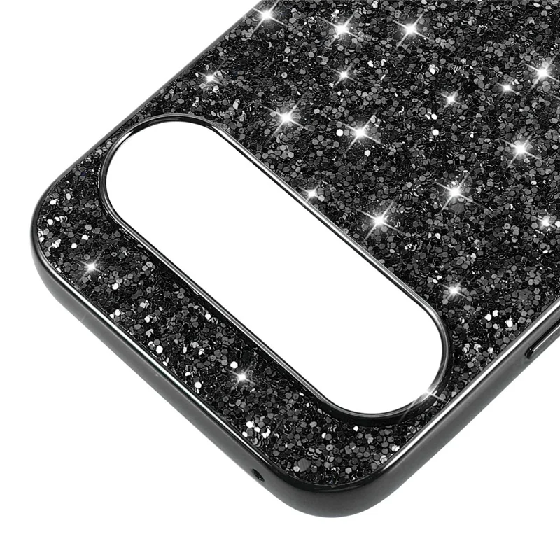 For Google Pixel 10 Pro XL Case TPU + PC Sparkling Glitter Phone Back Cover - Black