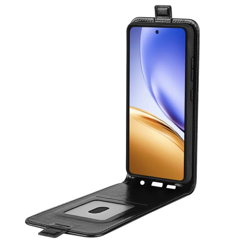For Realme 14 5G Case with Card Slots Vertical Flip Leather Phone Cover - Black