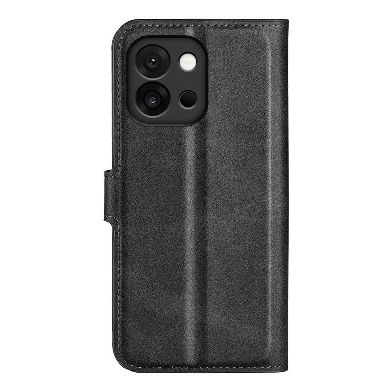 For OnePlus 13T 5G Stand Case Anti-Scratch Calf Texture Leather Phone Cover - Black