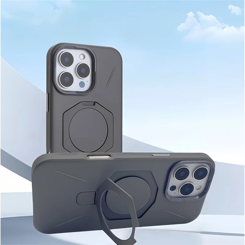 Pour iPhone 16 Pro Étui Magnétique TPU + PC avec Support - Gris