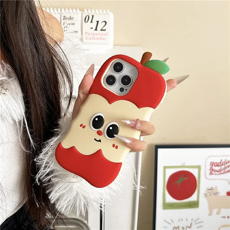 For iPhone 16 Pro Max Silicone Case Unique Apple Style Shockproof Phone Back Cover - Red