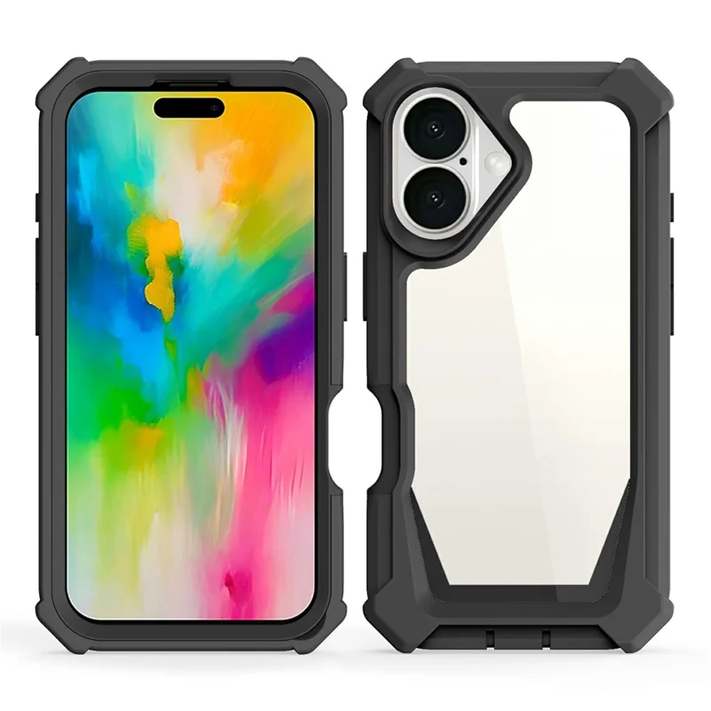 For iPhone 16 Plus Case Detachable 2 in 1 TPU + PC Shockproof Phone Back Cover - Black