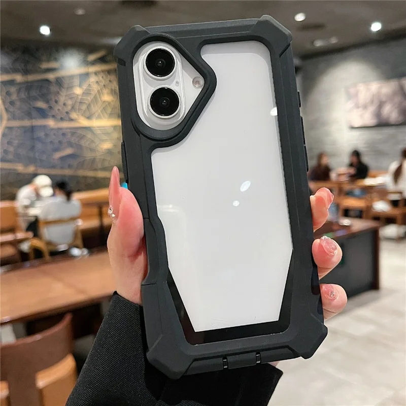 For iPhone 16 Plus Case Detachable 2 in 1 TPU + PC Shockproof Phone Back Cover - Black