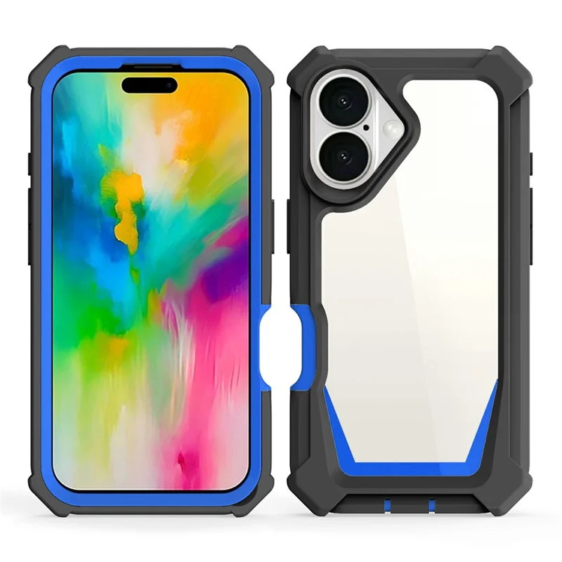 For iPhone 16 Plus Case Detachable 2 in 1 TPU + PC Shockproof Phone Back Cover - Black  /  Blue