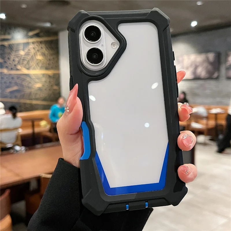 For iPhone 16 Plus Case Detachable 2 in 1 TPU + PC Shockproof Phone Back Cover - Black  /  Blue