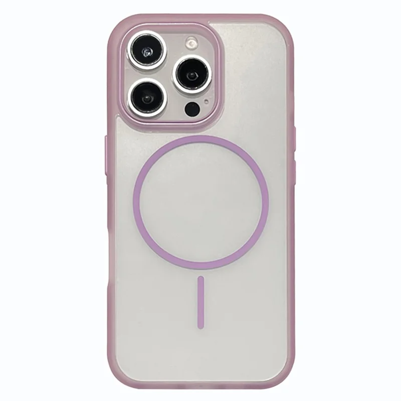 For iPhone 16 Pro Magnetic Case TPU + PC Clear Phone Back Cover - Purple