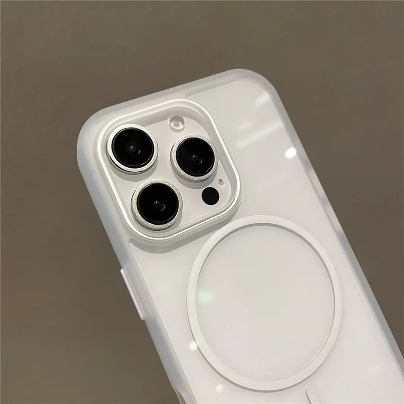 For iPhone 16 Pro Magnetic Case TPU + PC Clear Phone Back Cover - Purple