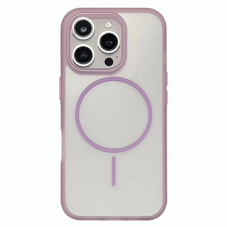 Für iPhone 16 Pro Max Magnetische Hülle TPU + PC Transparente Handyrückseite - Lila