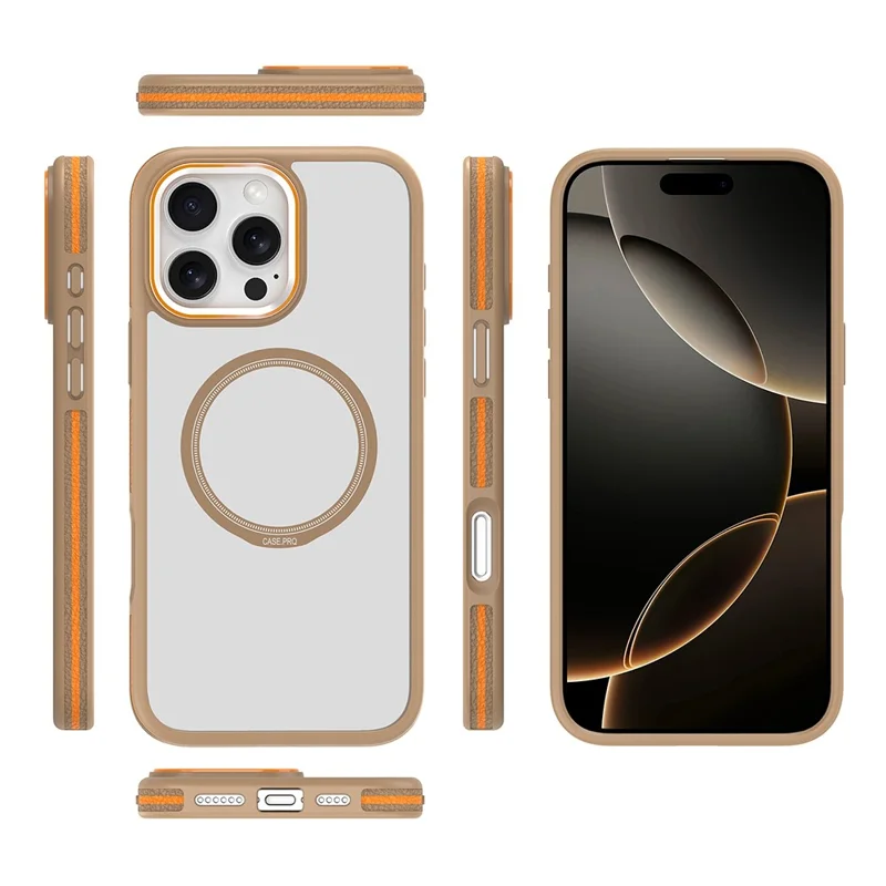 For iPhone 16 Pro Max Magnetic Case Shockproof TPU + PC Clear Back Phone Cover - Grey