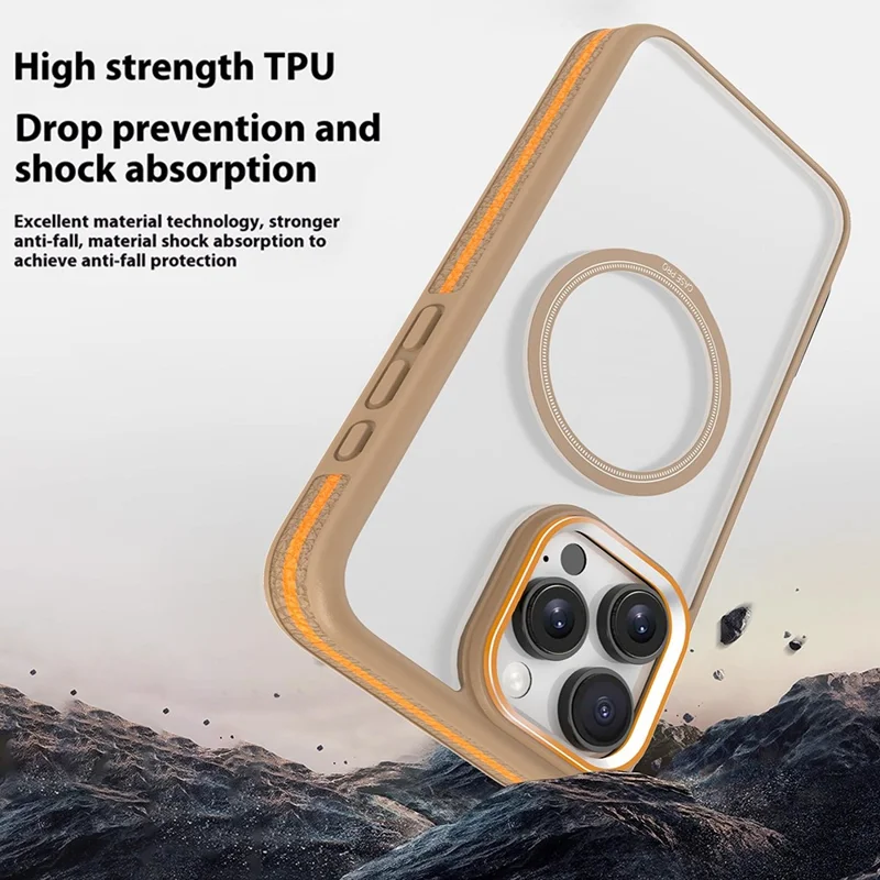 For iPhone 16 Pro Max Magnetic Case Shockproof TPU + PC Clear Back Phone Cover - Grey