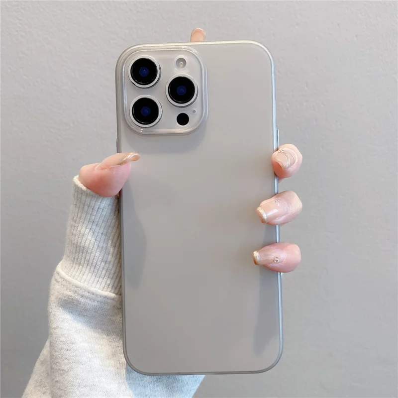 For iPhone 16 Pro Case Slim Soft TPU Phone Back Cover with Metal Buttons - Grey