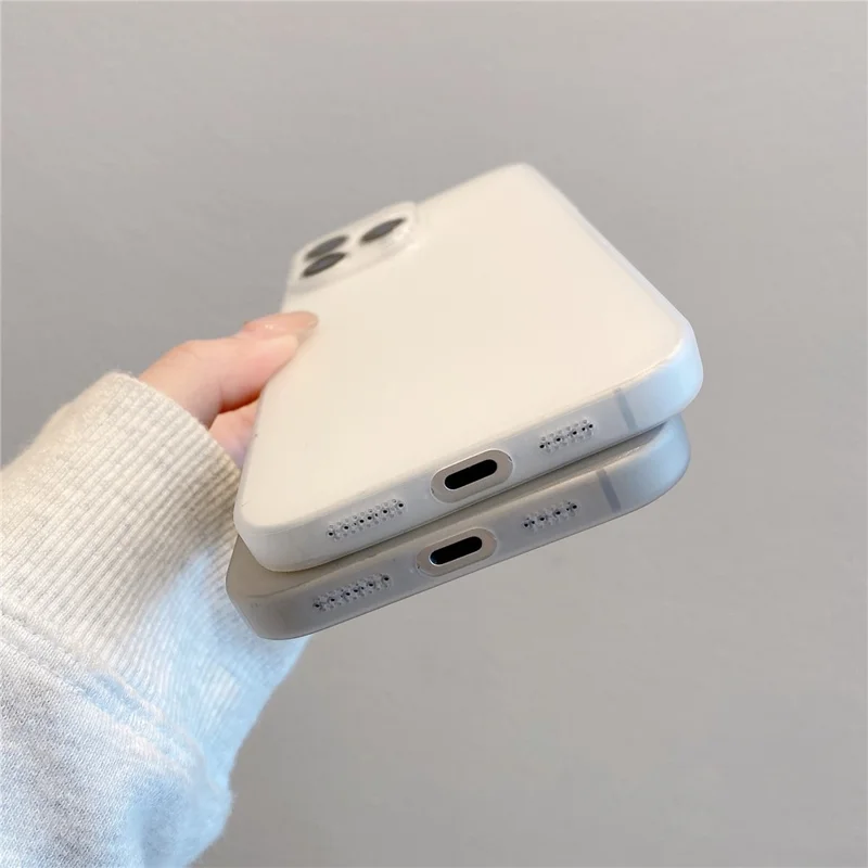 For iPhone 16 Pro Case Slim Soft TPU Phone Back Cover with Metal Buttons - Grey