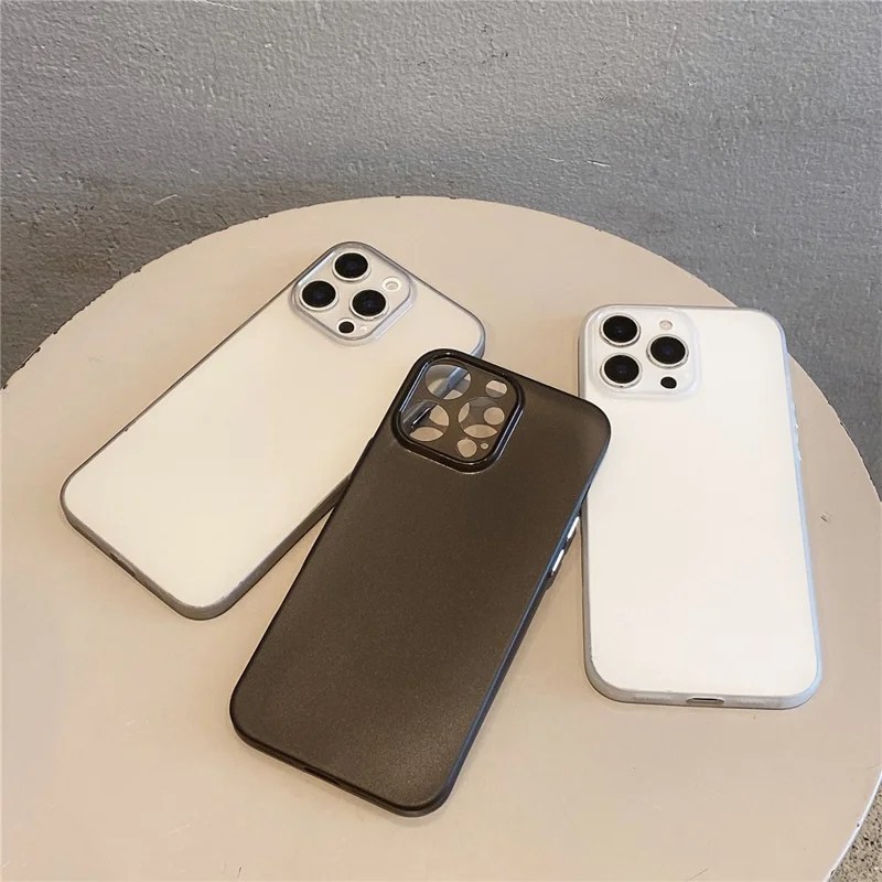 For iPhone 16 Pro Case Slim Soft TPU Phone Back Cover with Metal Buttons - Grey