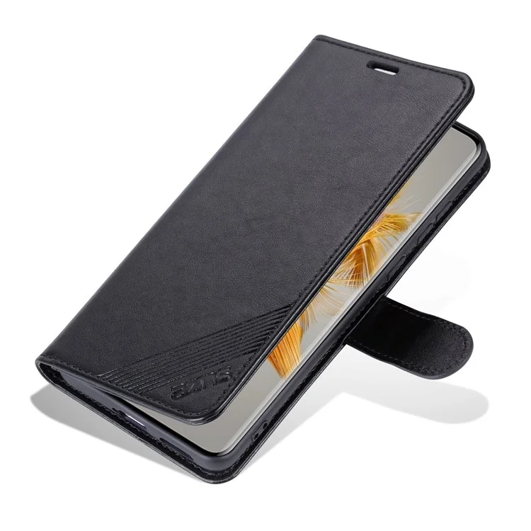 AZNS Flip Portefeuille Étui Pour Huawei Mate 50 Pro 4G, Protection Complète pu Leather Ferme Magnétique Couvercle de Téléphone Anti-rayures Avec Support D'observation - le Noir