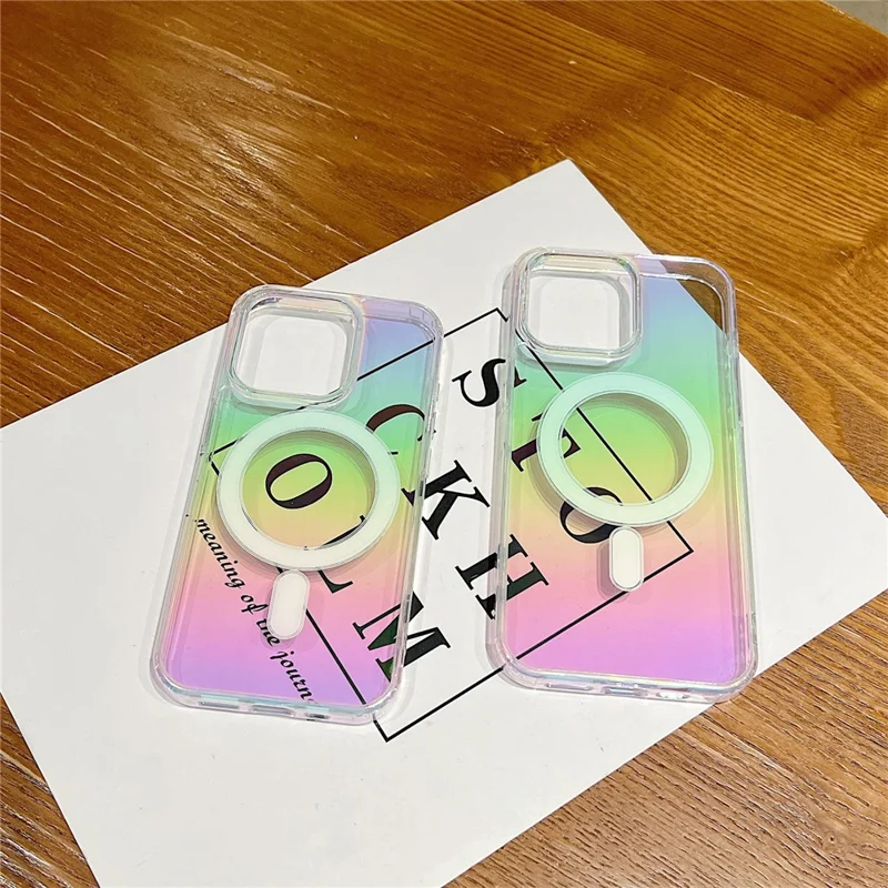 Étui pour iPhone 15 Pro Compatible avec MagSafe Acrylique + TPU Coque de Téléphone Dégradé