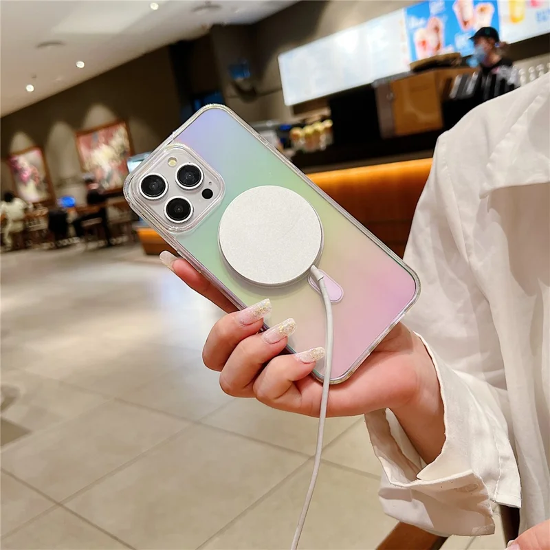 Étui pour iPhone 14 Pro Compatible avec MagSafe Acrylique + TPU Coque de Téléphone Dégradé