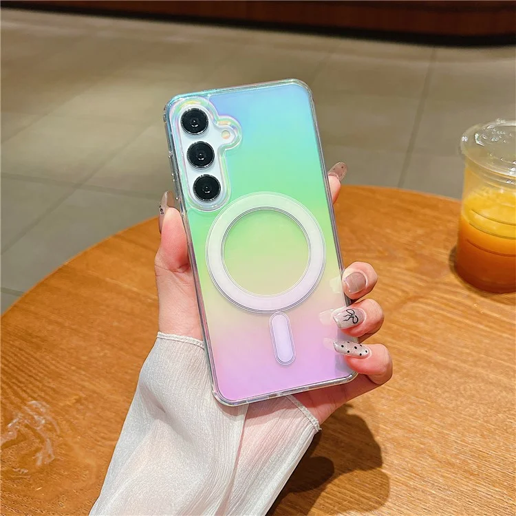 Coque compatible avec Samsung Galaxy S25 / S24 avec MagSafe Acrylique + Couverture de téléphone dégradée en TPU