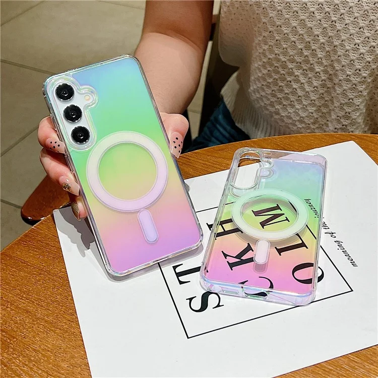 Étui compatible pour Samsung Galaxy A55 5G avec MagSafe Acrylique + Housse de téléphone TPU dégradé