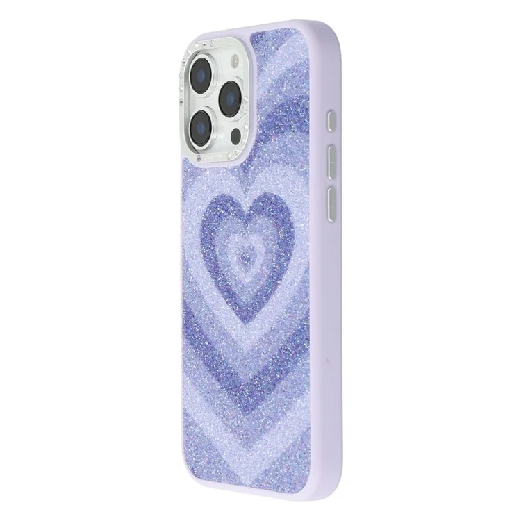 JAUCASE Para iPhone 15 Pro Capa Magnética com Padrão de Coração em PU + TPU + PC - Roxa