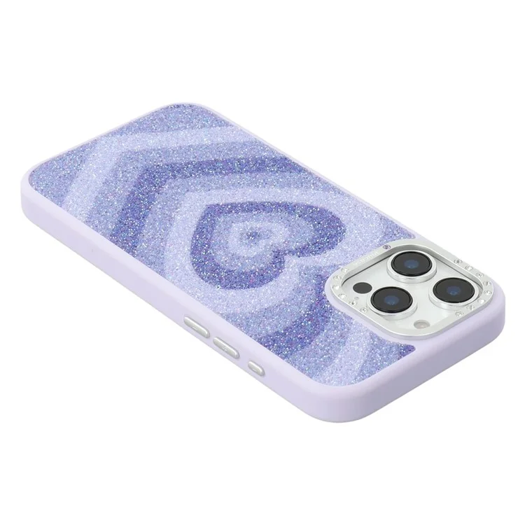JAUCASE Para iPhone 15 Pro Capa Magnética com Padrão de Coração em PU + TPU + PC - Roxa