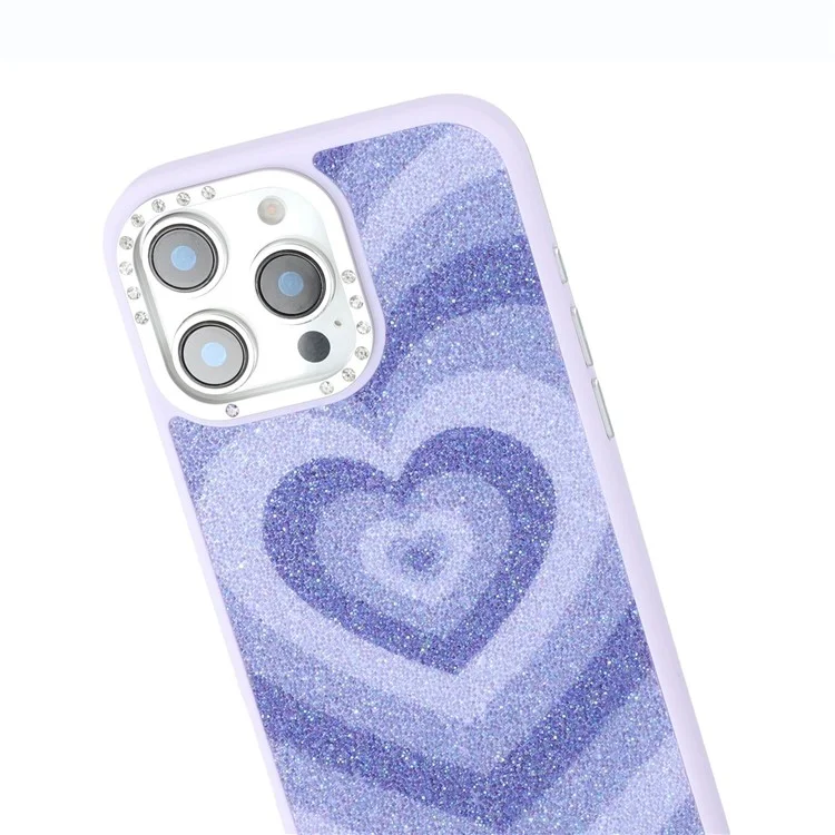 JAUCASE Para iPhone 15 Pro Capa Magnética com Padrão de Coração em PU + TPU + PC - Roxa