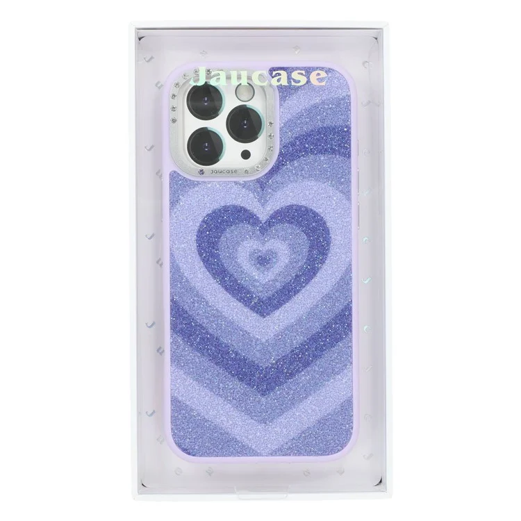 JAUCASE Para iPhone 15 Pro Max Capa Magnética com Padrão de Coração em PU + TPU + PC - Roxo