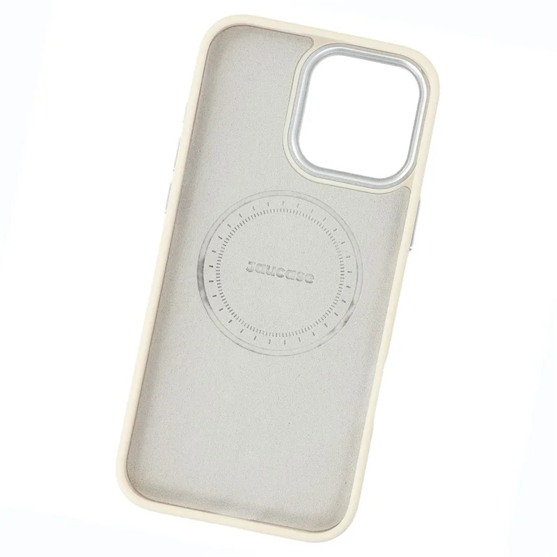 JAUCASE Magnetische Handyhülle für iPhone 16 Pro mit Herzmuster aus PU + TPU + PC - Weiß