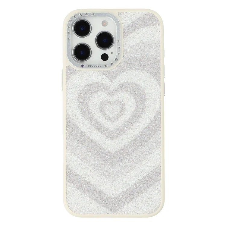 JAUCASE Para iPhone 16 Pro Max Capa Magnética com Padrão de Coração em PU + TPU + PC - Branco
