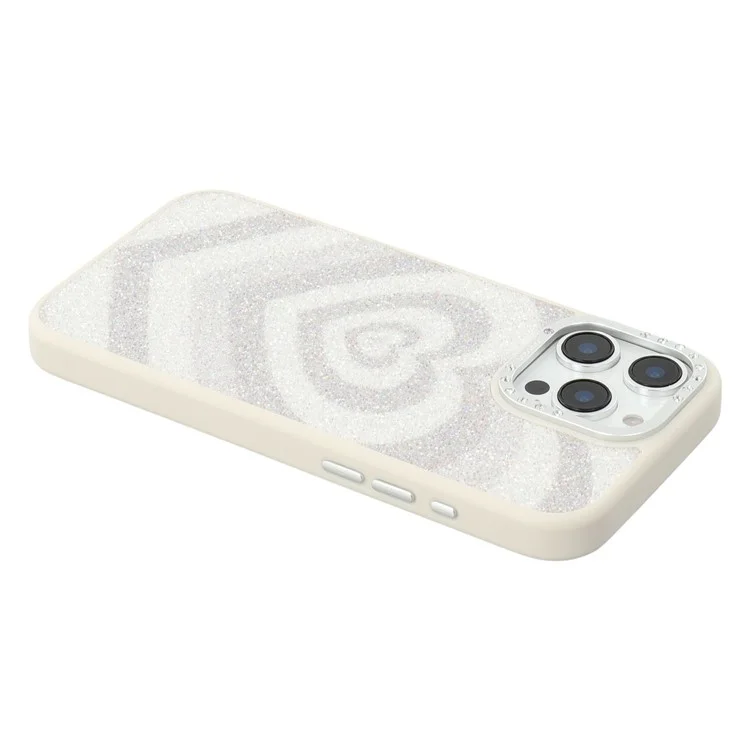 JAUCASE Para iPhone 16 Pro Max Capa Magnética com Padrão de Coração em PU + TPU + PC - Branco
