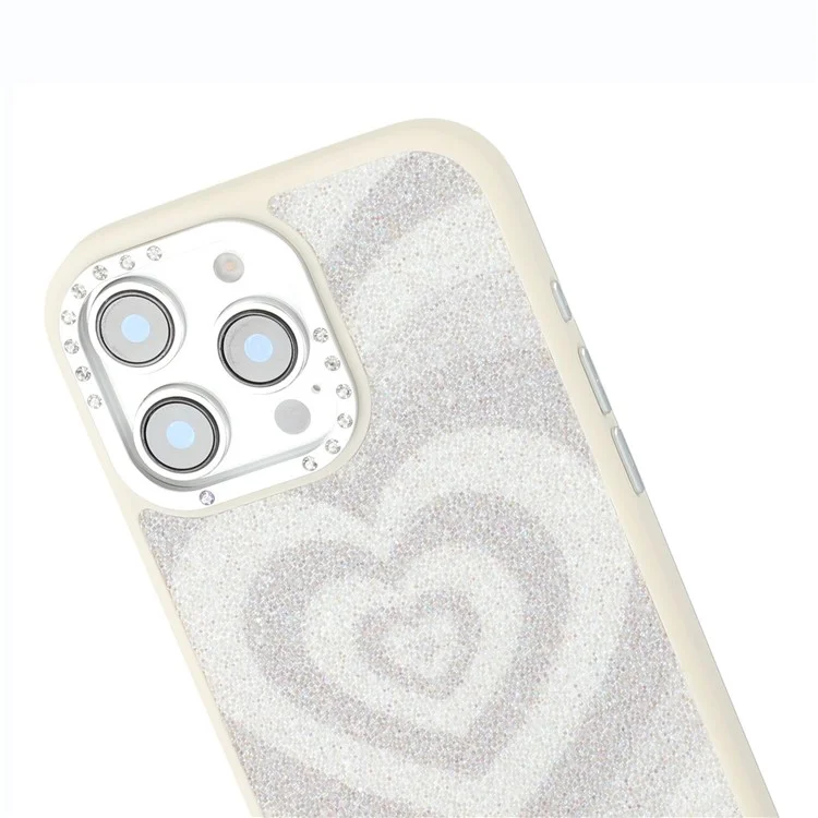 JAUCASE Para iPhone 16 Pro Max Capa Magnética com Padrão de Coração em PU + TPU + PC - Branco